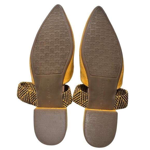 Birdies The Swan Flats Suede Cuff Mules Pointed Toes In Citron Yellow Size 8 - Picture 8 of 9